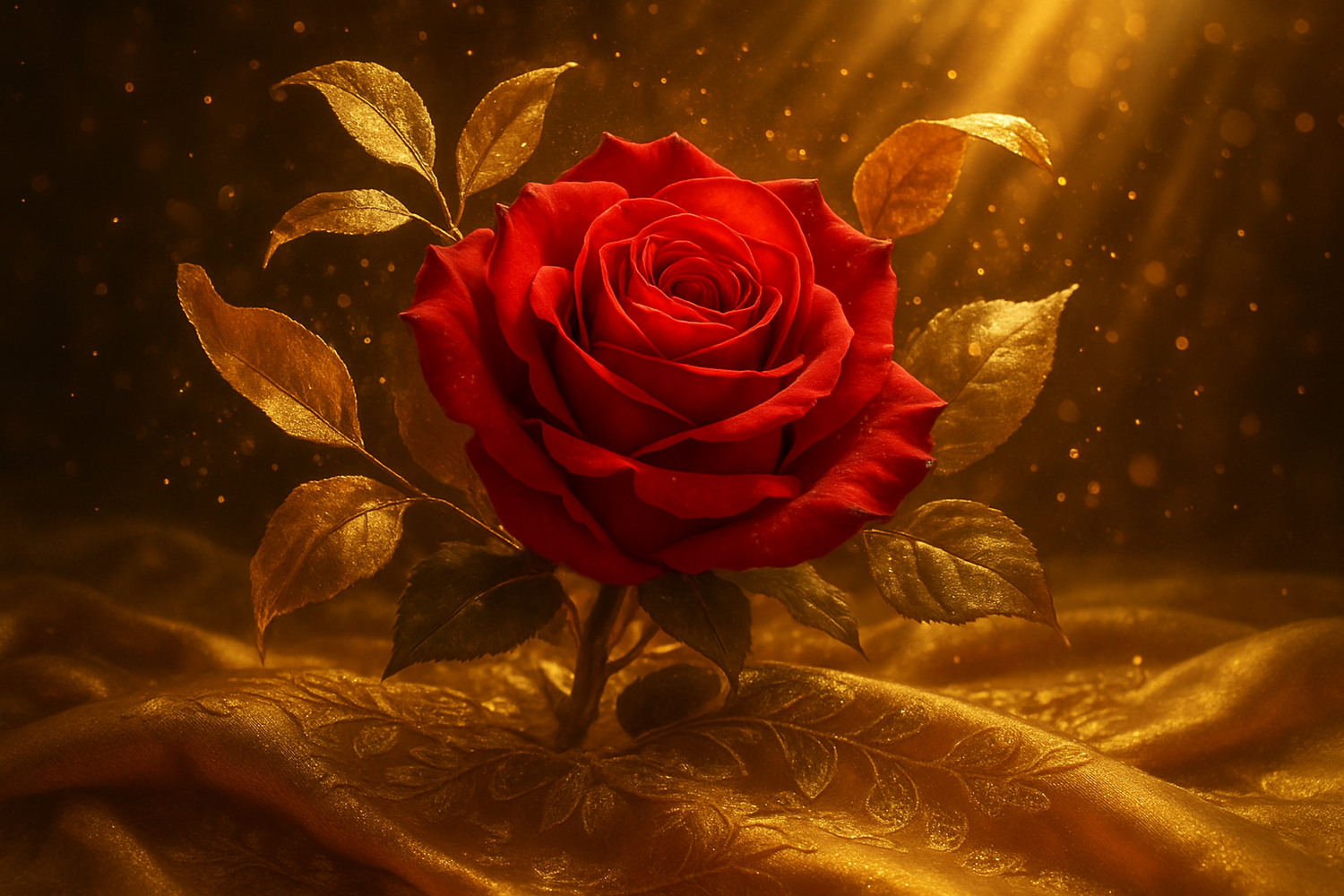 a rose surrounded by gold